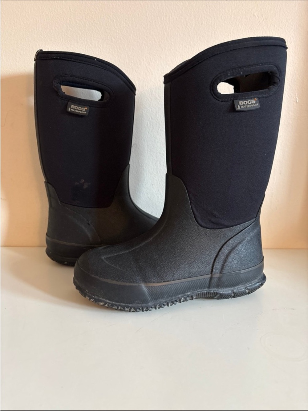 Bogs Black Tall Waterproof Neoprene Rain Boots kids 3/3.5